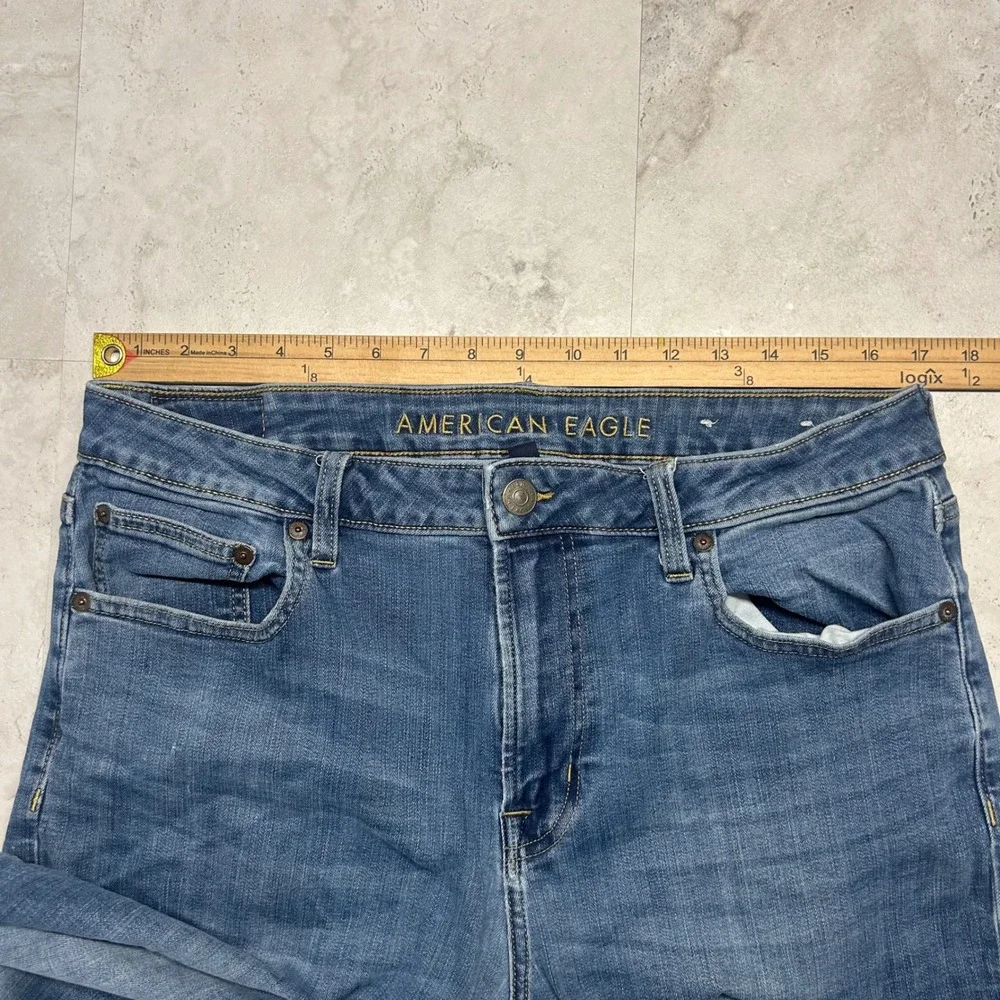 American Eagle Original Bootcut Jeans Blue Mens 34x32 Medium Wash Stretch Denim